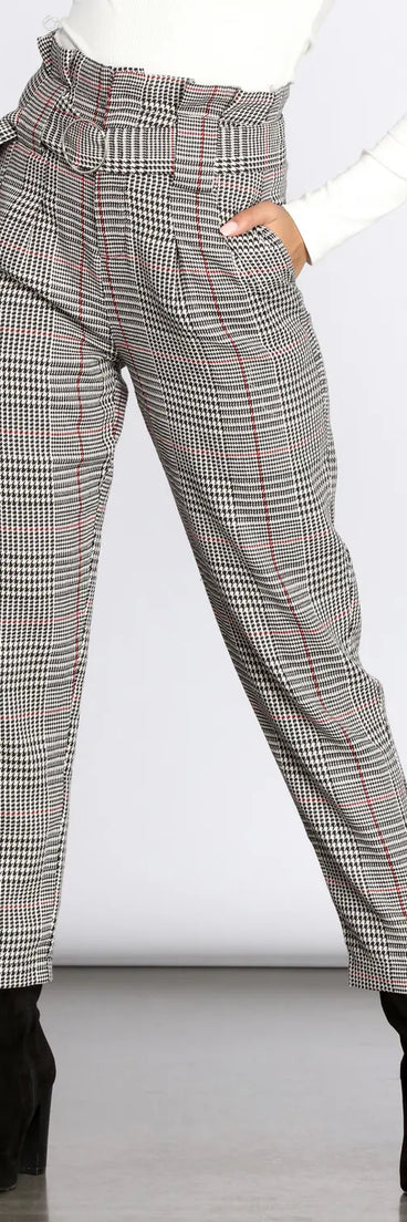 Glen Check Paper Bag Belted Pants