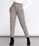 Glen Check Paper Bag Belted Pants