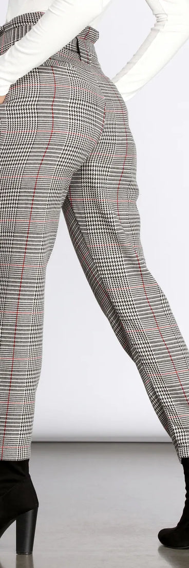 Glen Check Paper Bag Belted Pants