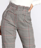 Glen Check Paper Bag Belted Pants