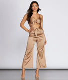Stunning Satin Tie Front Jumpsuit
