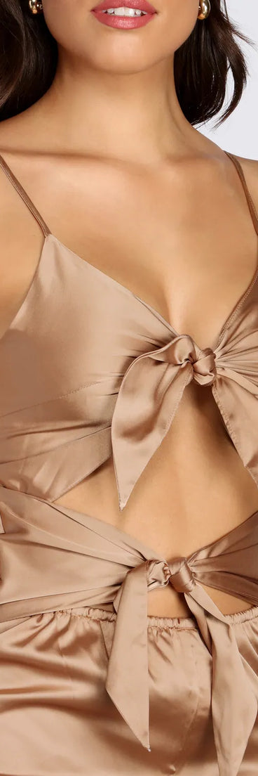 Stunning Satin Tie Front Jumpsuit