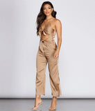 Stunning Satin Tie Front Jumpsuit