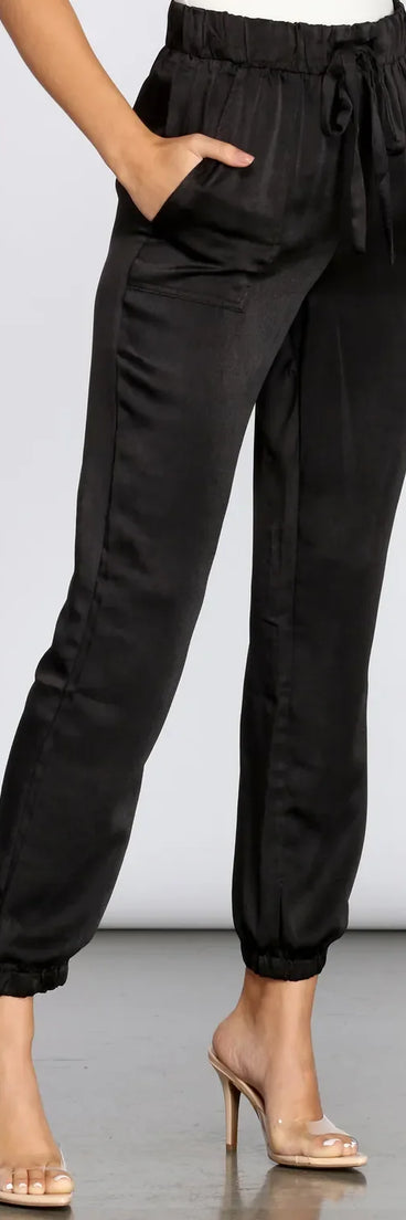High Waist Satin Joggers