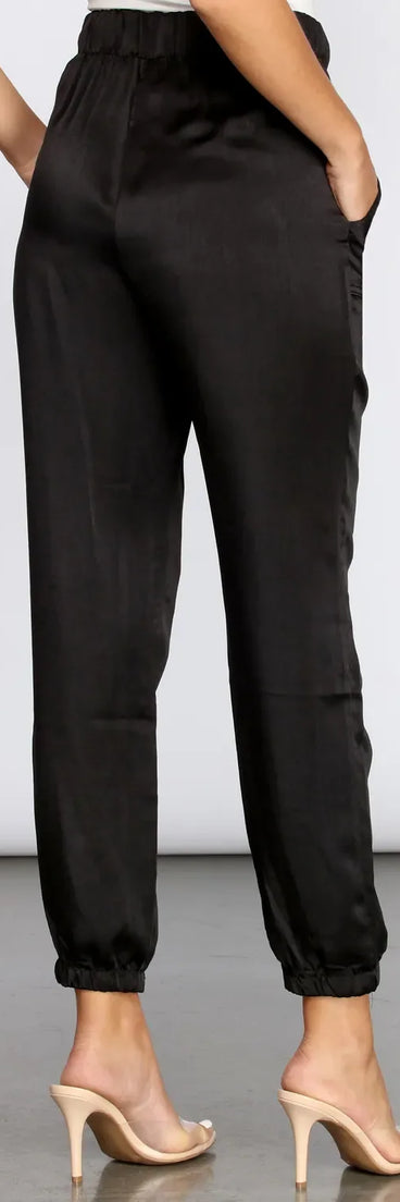 High Waist Satin Joggers