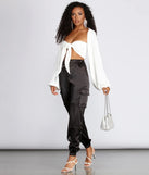 Satin Cargo Style Joggers