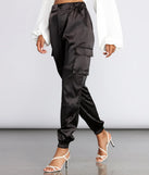 Satin Cargo Style Joggers
