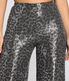 Leopard Sequin Wide Leg Pants