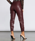 High Rise Faux Leather Cargo Joggers