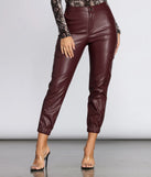 High Rise Faux Leather Cargo Joggers