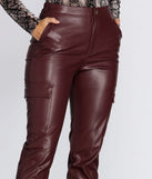 High Rise Faux Leather Cargo Joggers