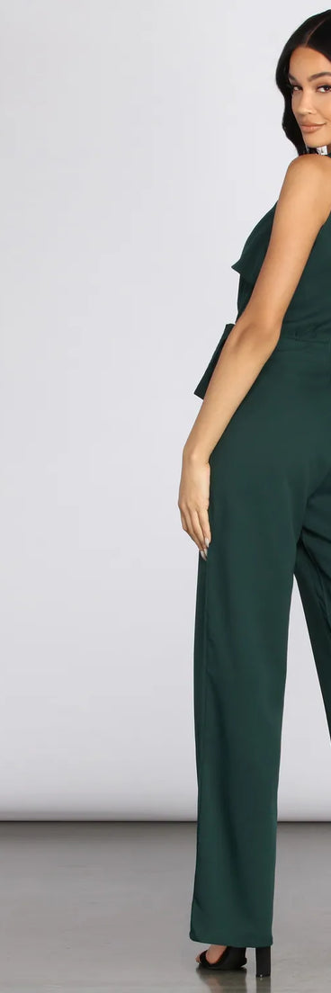 Collared Tie Waist Jumpsuit