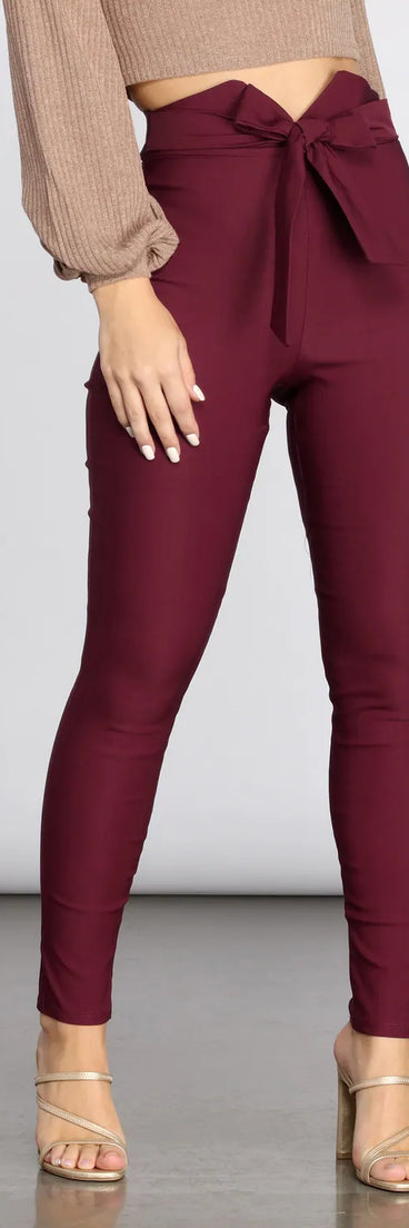 High Rise Tie Waist Skinny Pants