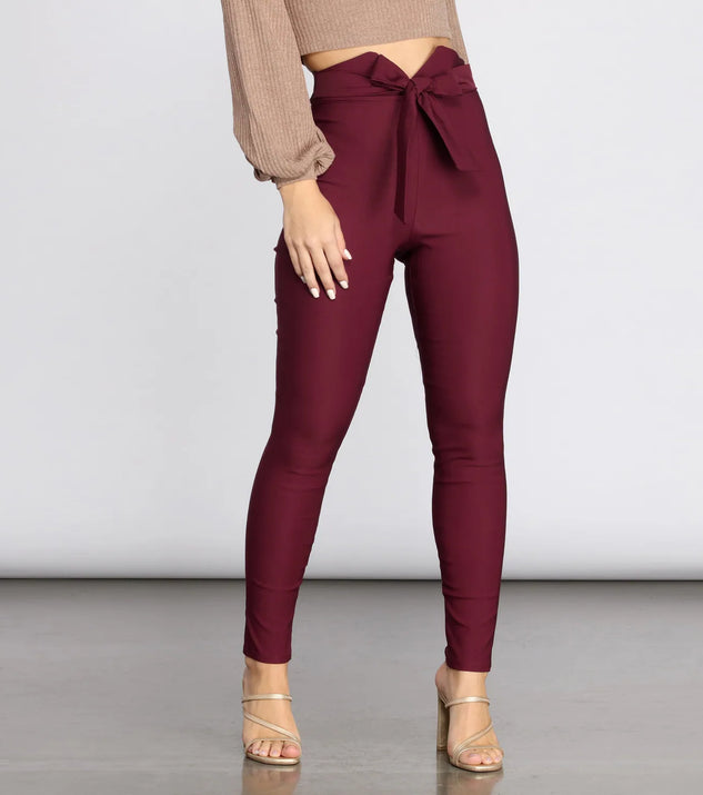High Rise Tie Waist Skinny Pants