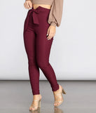 High Rise Tie Waist Skinny Pants