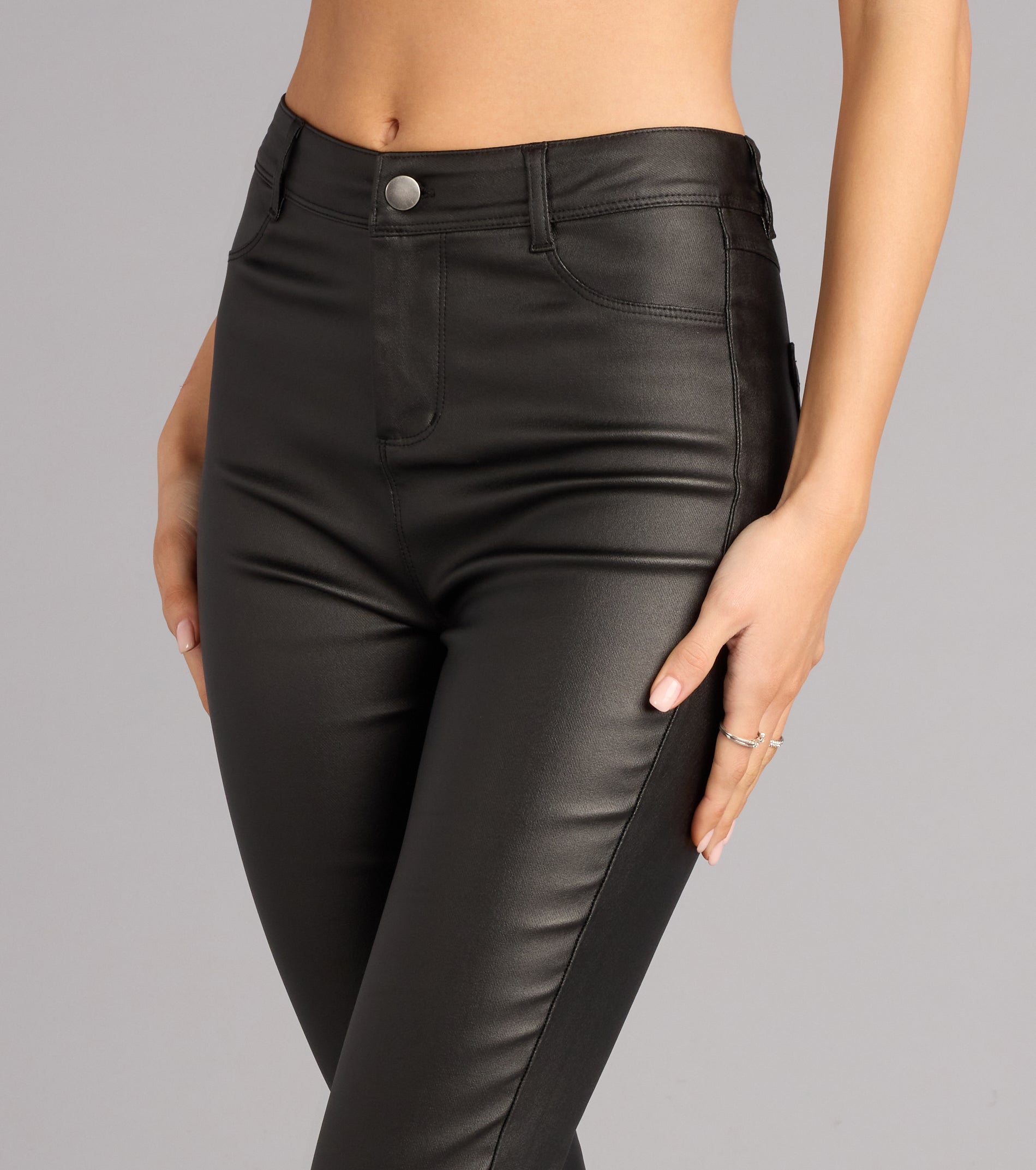 High-Rise Coated Skinny Pants | Windsor
