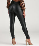 Create bold, fashion-forward looks for spring or summer with the High-Rise Coated Skinny Pants in black, a must-have piece from Windsor’s collection of stylish bottoms for women.