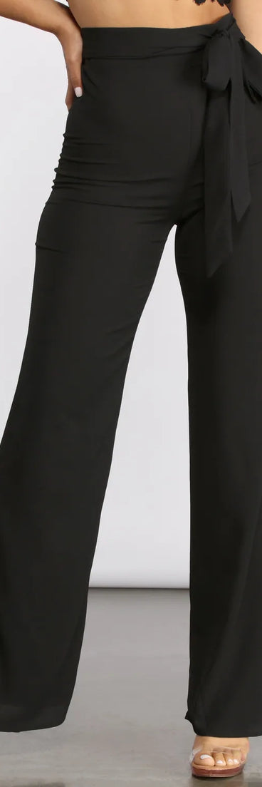 Tie Waist Wide Leg Pants