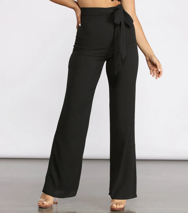 Tie Waist Wide Leg Pants