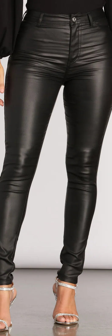 She's Edgy Coated Skinny Pants