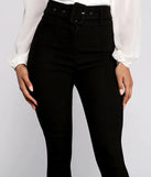 High Waist Belted Skinny Pants