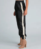 Sleek Striped Satin Joggers