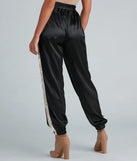 Sleek Striped Satin Joggers