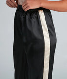Sleek Striped Satin Joggers