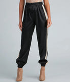 Sleek Striped Satin Joggers