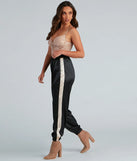 Sleek Striped Satin Joggers