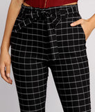 High Waist Paperbag Window Pane Pants