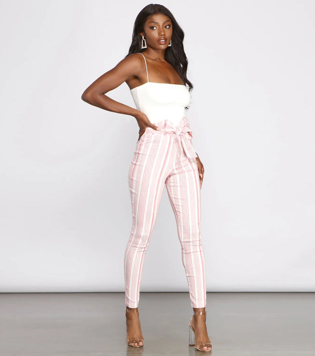 High Waist Skinny Striped Pants