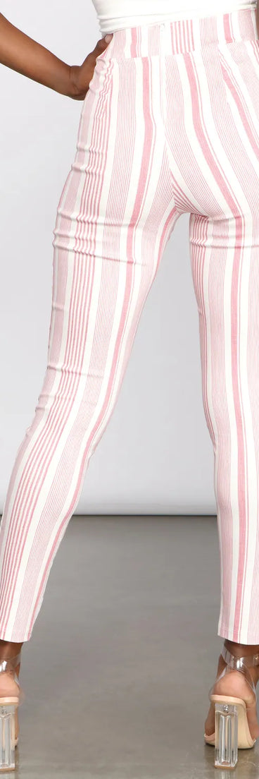 High Waist Skinny Striped Pants