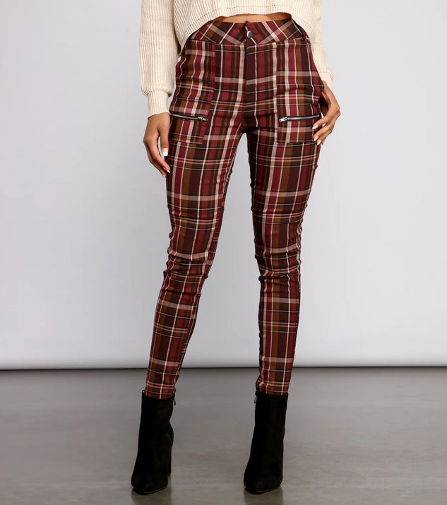 Preppy and Poised Plaid Skinny Pants