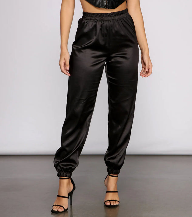 Sleek and Chic Satin Jogger Pants Windsor