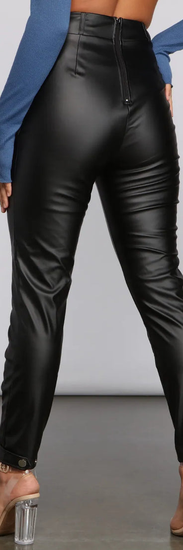 High Corset Waist Faux Leather Pants