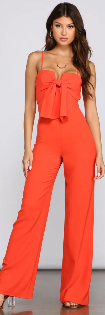Glam It Up Tie Front Jumpsuit