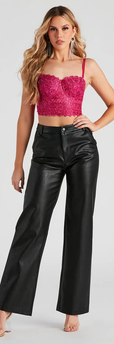 Sleek Faux Leather Straight-Leg Pants