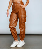 Trendy-Chic Faux Leather Joggers