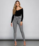Houndstooth Paper Bag Skinny Pants