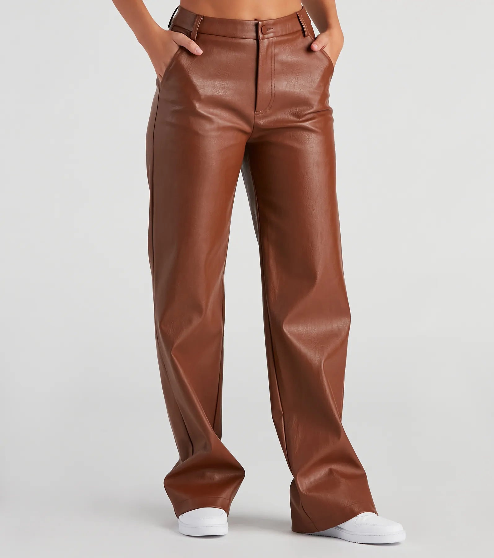 Sleek Faux Leather Straight-Leg Pants | Windsor