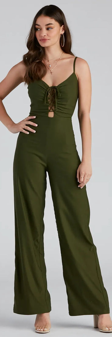 Climb The Ladder Lace Up Jumpsuit