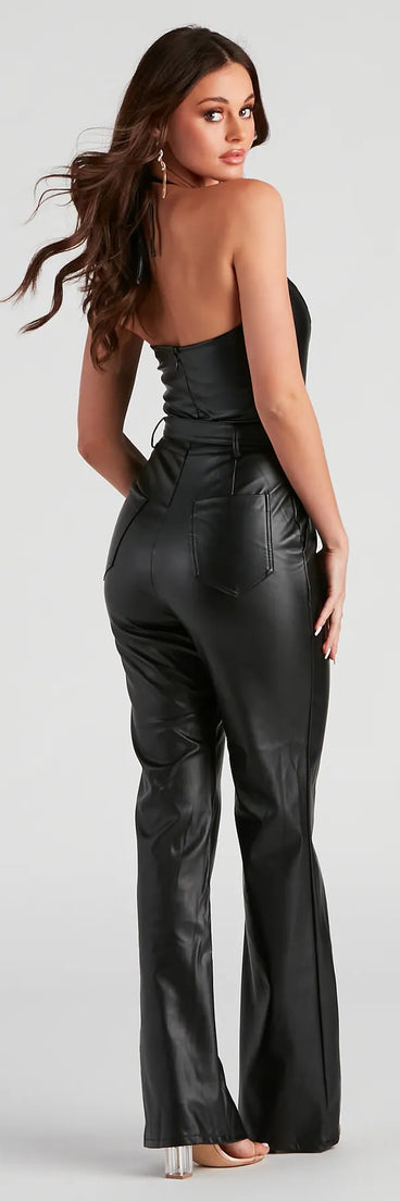 Chic In The City Faux Leather Jumpsuit
