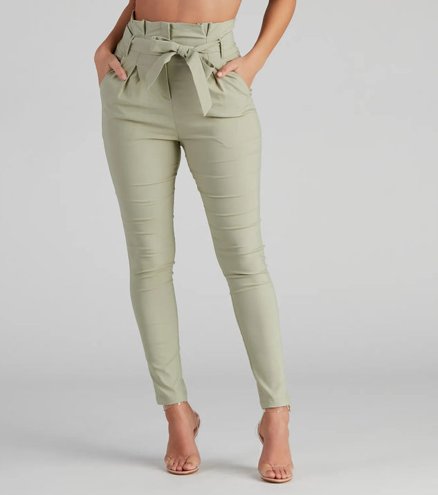 High Waist Paperbag Skinny Dress Pants | Windsor