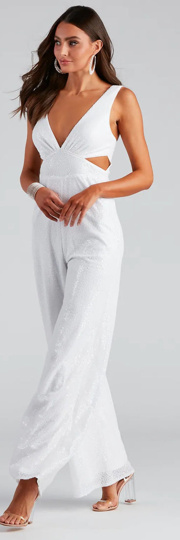 Grand Allure Sequin Cutout Jumpsuit