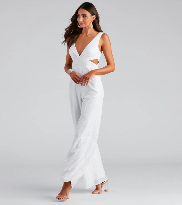 Grand Allure Sequin Cutout Jumpsuit