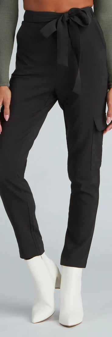 Chic Tie-Waist Twill Pants