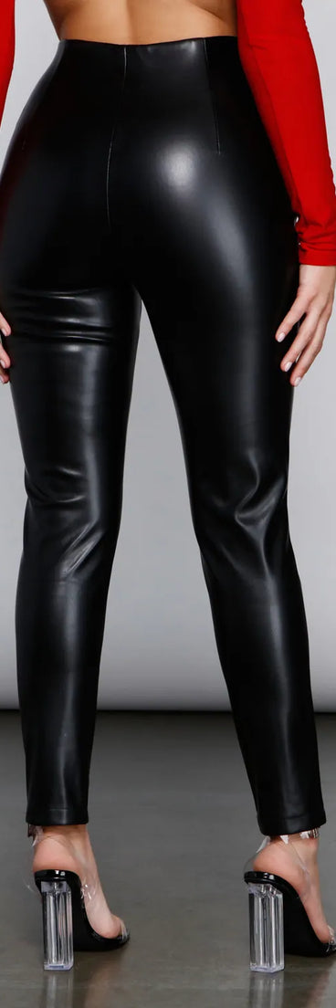High Waist Faux Leather Tapered Leggings