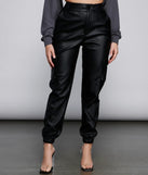 High Waist Faux Leather Cargo Pants