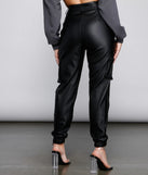High Waist Faux Leather Cargo Pants